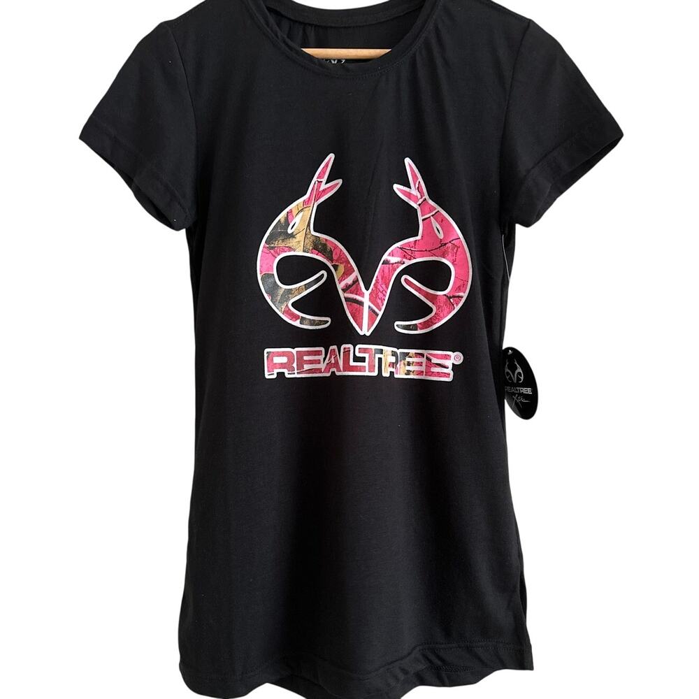 Realtree Xtra Women’s Tee – Black w/ Pink Camo Logo –‎ NWT - Medium
